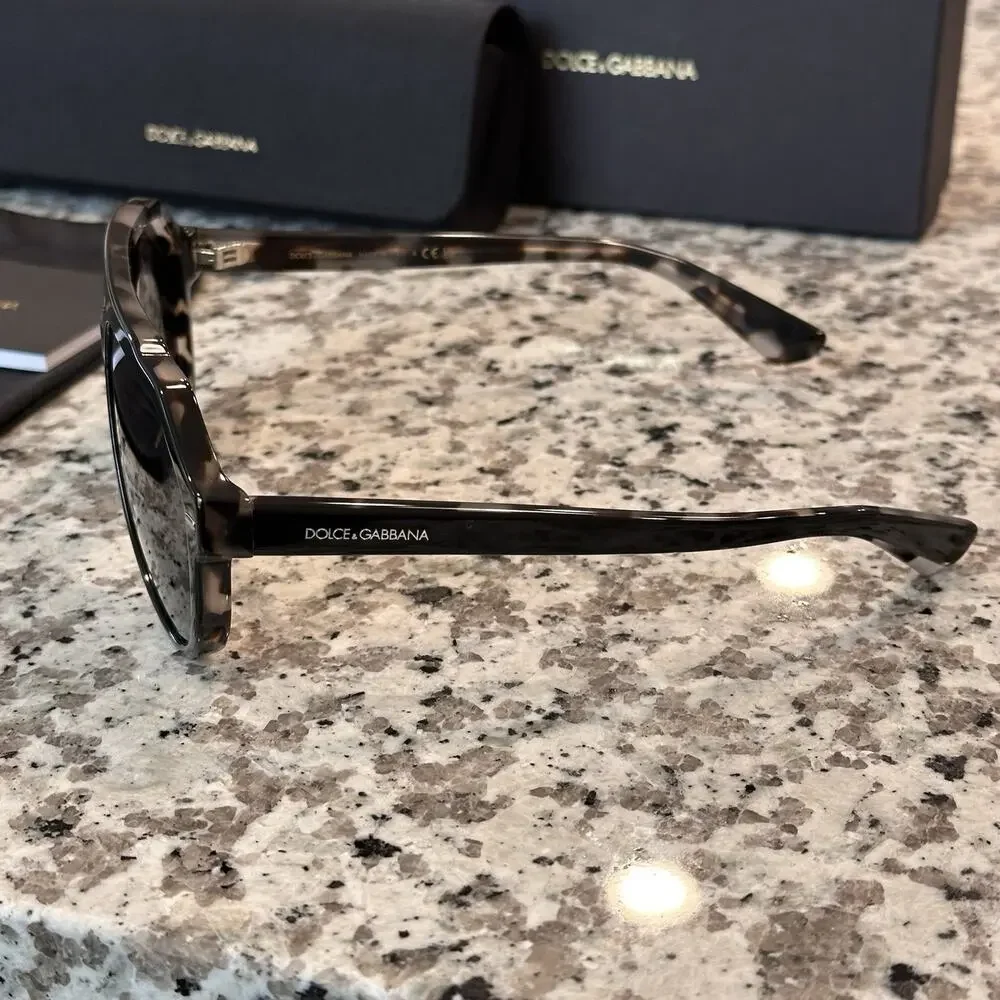 Dolce & Gabbana NEW DG 4452 Pilot Sunglasses Black on Grey Havana Aviator $415